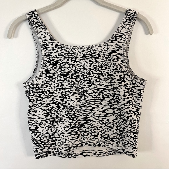 Athleta Shanti Square Neck Crop Tank Animal Print Black White S Activewear - Picture 7 of 11